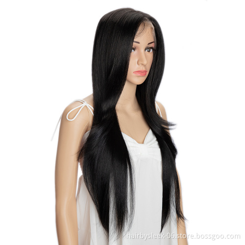 30 inches Swiss T Lace Synthetic Hair Wigs Long Natural Hairline High Temperature Silky Straight Wave Lace Front Wigs For  Women